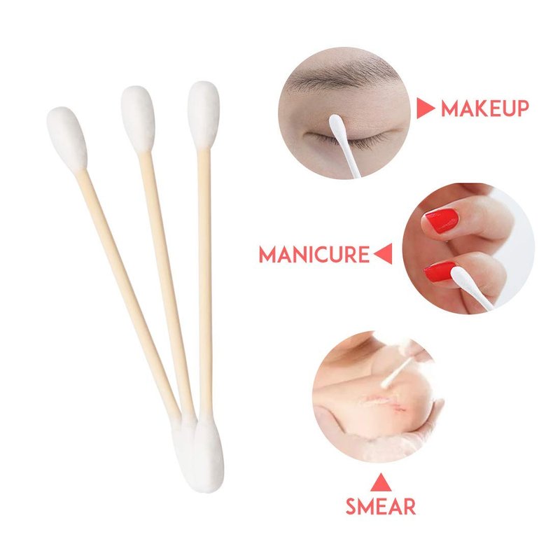 Cotton Swabs 2000 Count - Double-Tipped Cotton Buds with Wooden Sticks for Makeup & Ear Cleaning | 20 Pack