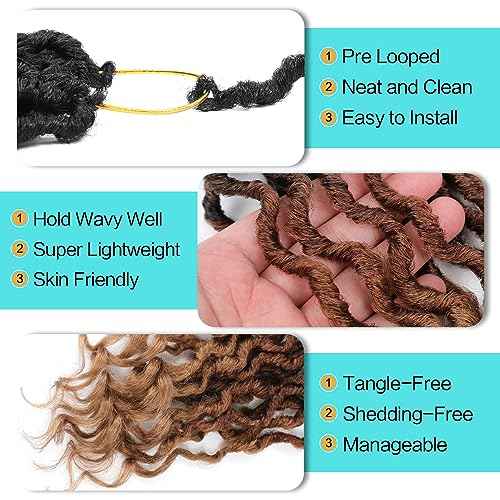 Karida Goddess Locs 12 Inch, Short Faux Locs 8 Packs, Crochet Hair With Curly Ends for Black Women Pre-Looped (12 Inch, Pack of 8, 1B/30/27#)