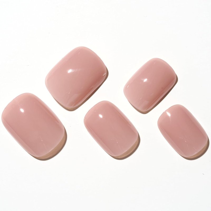 GLAMERMAID Nude Pink Short Press-On Nails - Natural Extra Short Squoval Gel Fake Nails for Women | Reusable Acrylic Manicure Kit