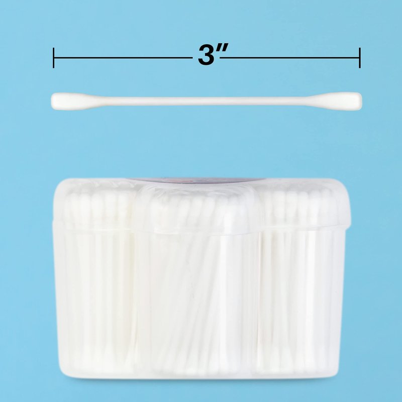 R-NEU 500 Cotton Swabs, Doubled Tipped, Sterilized, 100% Pure Cotton Qtips for Cleaning, Home, Makeup, Pet and Baby Care, Random Color (500 Count)