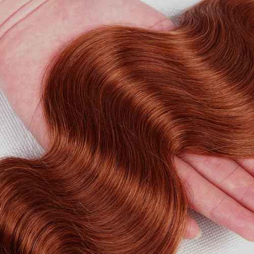34 34 34 Inch Reddish Brown Human Hair Bundles Copper Body Wave Bundle Peruvian Virgin Hair 3 Bundles Double Weft Soft And Shiny Hair Weave