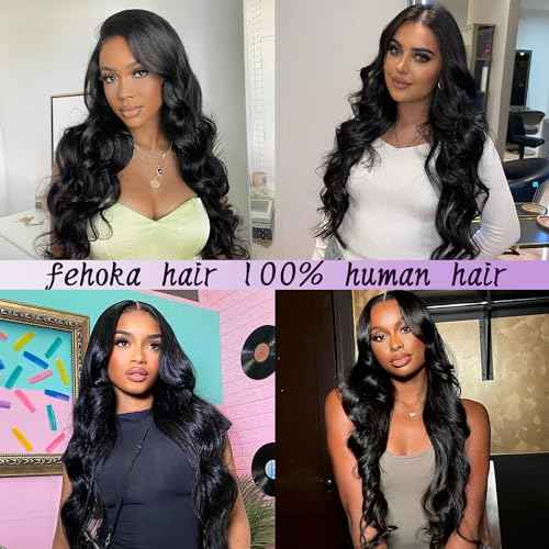 HD Lace Closure 24 Inch Body Wave 4x4 Human Hair Closure for Black Women 100% Human Hair 4x4 Lace Closure Can be Curly and Dyed With Baby Hair (24 Inch, 4x4 Black)