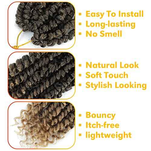 Passion Twist Hair 8 Inch 9packs Passion Twist Crochet Hair for Black Women,Pre twisted Crochet Passion Twist Hair With Curly Ends T27