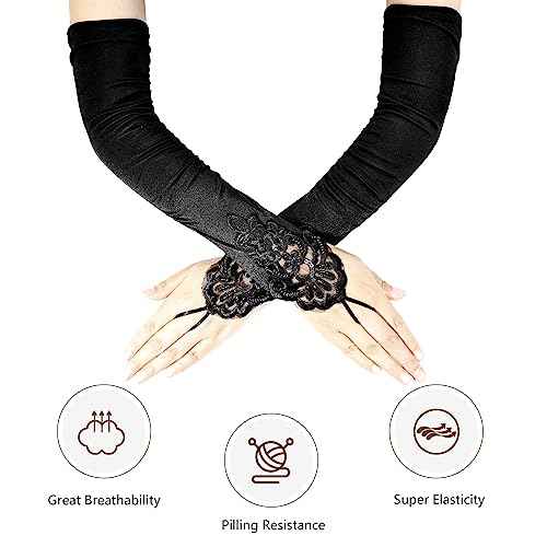 Women 1920s Flapper Set with Headband Beaded Necklaces Earrings Gloves for Vintage Wedding Costume Accessories