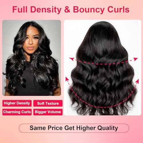 13x6 Body Wave Lace Front Wigs Human Hair Pre Plucked HD Transparent Lace Frontal Wigs Human Hair 230% Density Glueless Human Wigs with Baby Hair for Women 20 Inch