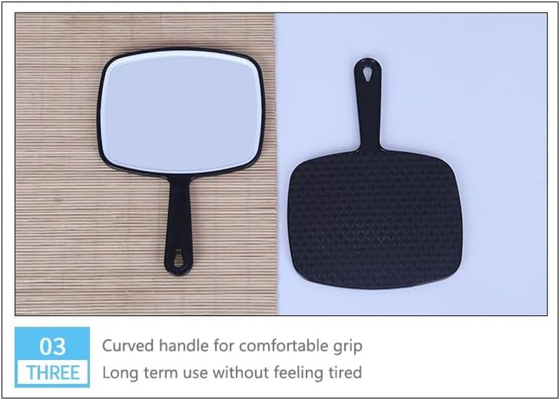 Handheld Mirror - Multi-Purpose Distortion-Free Reflection | Square Black 31x23cm for Salon & Hairdressing