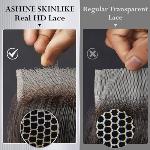 ASHINE 5x5 HD Lace Closure Body Wave Straight Human Hair 5x5 Real HD Lace Closure Invisible Bleached Knots Pre Plucked with Baby Hair Natural Hairline 18 Inch
