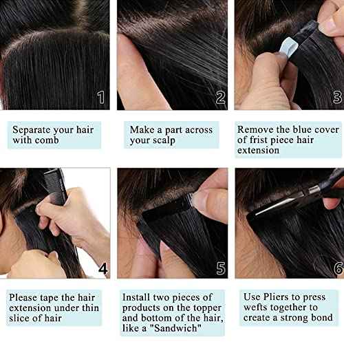 40 PCS Tape in Hair Extensions Human Hair Black Women Yaki Straight Tape in Extensions Human Hair 16 Inch Light Yaki Invisible Skin Weft Double Sided Tape Remy Hair Extensions Natural Black Color