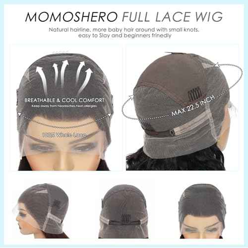 Stragiht Full Lace Wigs Human Hair Pre Plucked Natural Hairline, 12A 180% Destiny Free Part HD Transparent Whole Lace Wig, 100% Human Hair Full Scalp Wigs 8 Inches Natural Black