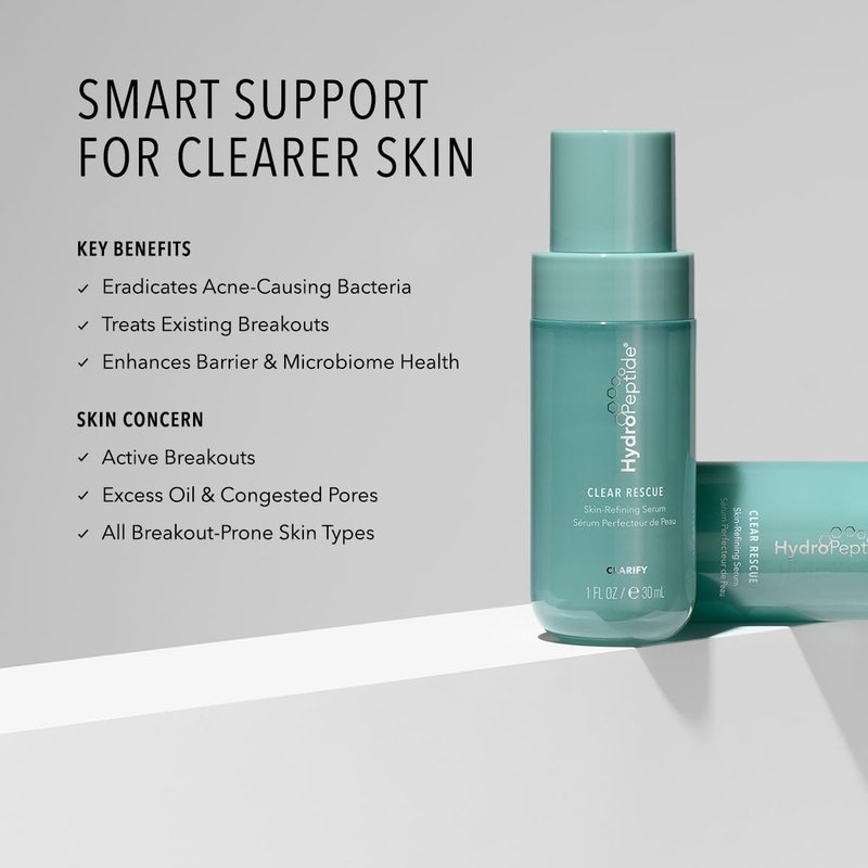 HydroPeptide Clear Rescue Serum - Skin Refining Face & Acne Treatment with 0.5% Salicylic Acid, 1 Oz