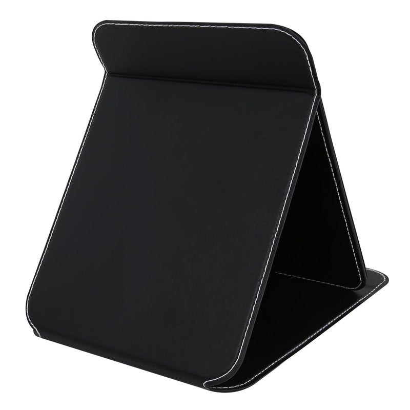 PDOZV Travel Mirror for Desk, 6.5×8.9” Adjustable Rectangle PU Edge Covering Black Foldable Desk Mirror with Stand for Travel Camping Home (Black)