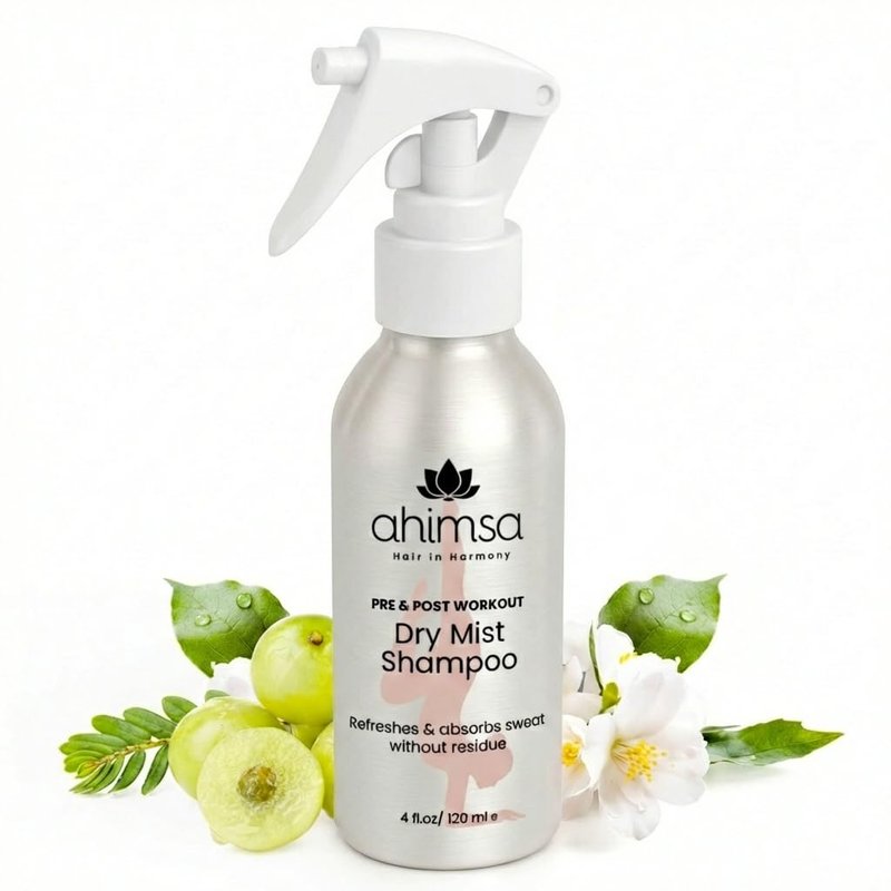 Ahimsa Non-Aerosol Dry Shampoo Mist - Jasmine Scent | 4oz, No White Residue, Vegan Formula for Post-Workout Refresh