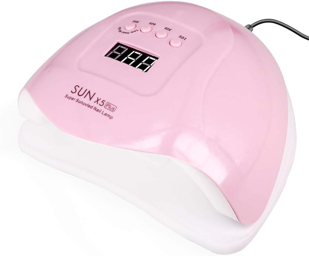 UV LED Nail Lamp - 80W Professional Gel Polish Dryer with 4 Timer Settings | Fast Drying for Fingers & Toes, Pink
