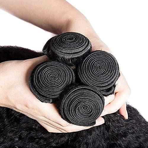 Yaki Straight Bundles Human Hair 22 Inch Kinky Straight Bundles #1B Natural Black Unprocessed Brazilian Virgin Weave Hair 1 Bundle 50 Gram Per Bundle