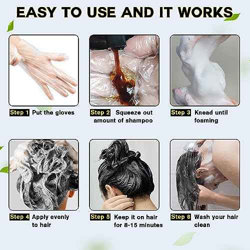 IIIMEIDU Black Hair Dye Shampoo 3 in 1 for Gray Hair, Herbal Ingredients Shampoo Black Hair Dye for Women Men, Grey Coverage Shampoo 500ml