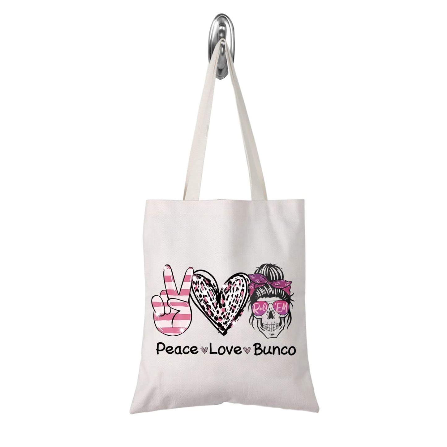 TSOTMO Bunco Dice Gamer Gift Peace Love Bunco Gambling Lover Zipper Pouch Makeup Bag (Peace Love Bunco tote)
