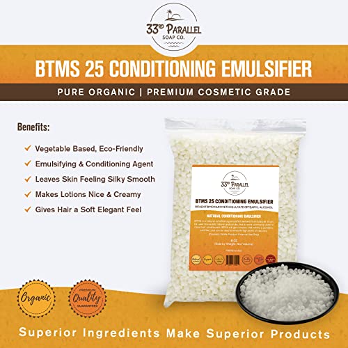 33RD PARALLEL | BTMS 25 (5 lbs / 80 oz) Bulk Conditioning Emulsifier | Behentrimonium Methosulfate Cetearyl Alcohol Emulsifying Conditioner | (5 POUNDS)