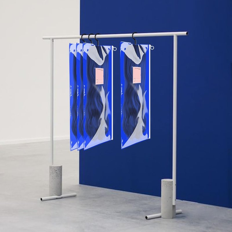 3PCS Wig Holder: Dust-Proof PVC Wig Storage Bag with Hook & Hook & Waterproof Feature, Perfect for Multiple Wigs, Transparent & Portable (Blue)