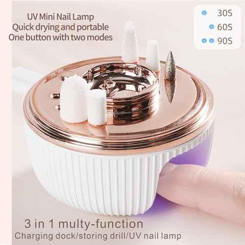 Electric Nail Drill File Professional - Cordless Nail Drill Filer Machine for Acrylic Nails Polishing, U V Lamp,Charging Base,5 Speed,Nail Grinder, Manicure Pedicure Kit for Salon Home