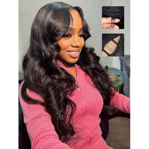 V Part Wig Human Hair Body Wave Upgrade Glueless Wigs Human Hair U part Vpart Human Hair Wig Beginner Friendly Real Hair wigs for Women 180% Density 20 Inch