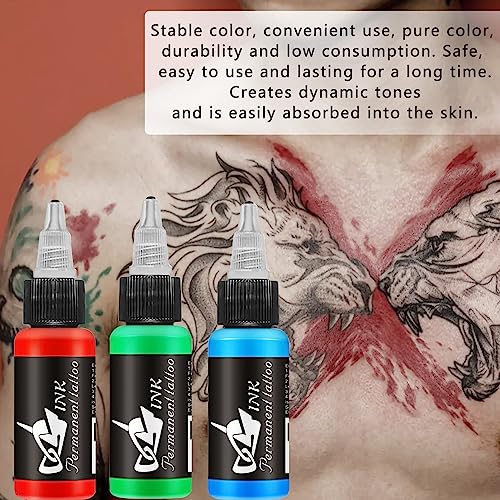 BAODELI Tattoo Ink Set,1oz 30ml/Bottle Tattoo Pigments Set 14 Colors Tattoo Ink Color Set Bright&Long Lasting
