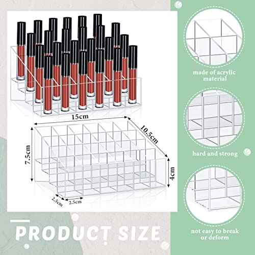 Macarrie 4 Pieces Lipstick Holder Organizer 24 Slot Acrylic Lipstick Makeup Organizer Case Display Stand Storage Box for Lipsticks Lipgloss Brushes Cosmetics