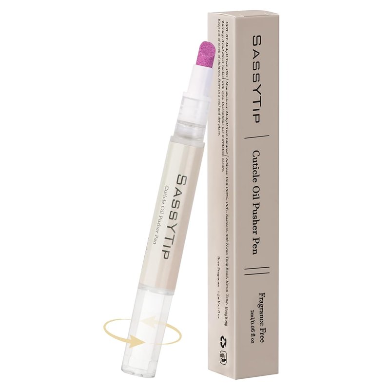 Ceramic Cuticle Pusher & Oil Pen - Gentle Cuticle Remover for Dry Nails | 2ml Fragrance-Free Scented (Beige)
