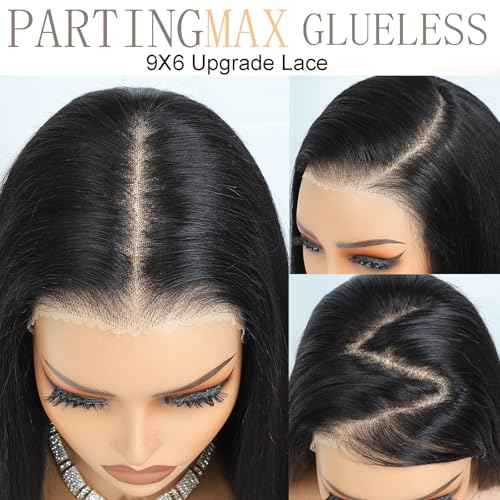 9X6 Glueless Bob Wigs Human Hair Pre Plucked Pre Cut,Short Straight Bob Wigs for Black Women HD Transparent Glueless Lace Front Wigs Human Hair 200% Density 12 Inch