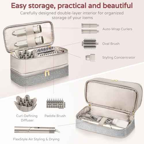Shark Flex Style Case, Shark Flexstyle Carrying Case Compatible with Shark/Dyson Hair Dryer, Portable Double-Layer Travel Bag for Dyson Airwrap Styler/Shark Flexstyle Attachment, grey