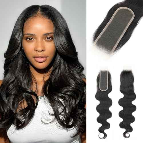 2X6 SKINLIKE 100% Real HD Lace Closure Body Wave Human Hair Closure 0.095mm Ultra-thin Invisible Swiss HD Lace Closure Pre Plucked Small Single Knots Brazilian Virgin Human Hair Kim K Closure 14inch