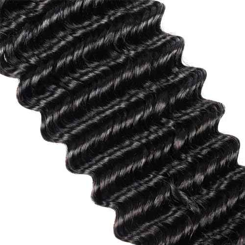 Human Braiding Hair 2 Bundle 100g Deep Wave Bulk Human Hair for Braiding No Weft 12A Brazilian Virgin Curly Human Hair Extensions for Boho Braids (Deep Wave-1B, 28/100g)