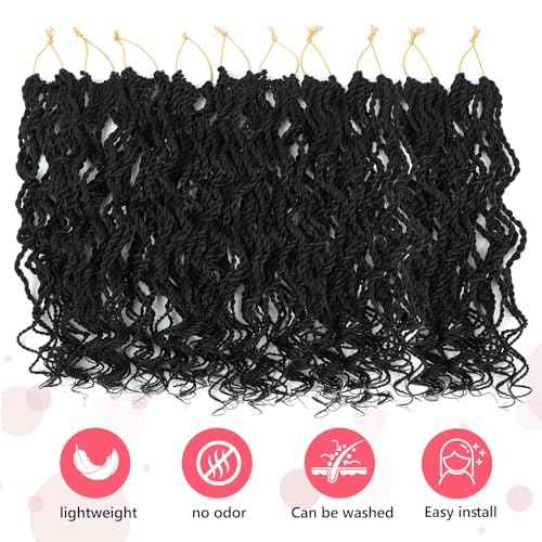 Wavy Senegalese Twist Crochet Hair For Black Women 8 Inch 10 Packs Crochet Senegalese Twist Pre Looped With Curly Ends(1B#)