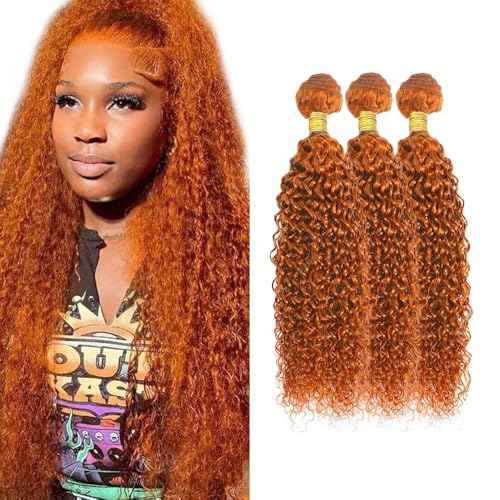 Brazilian Human Hair Bundles 26 28 30 inch Orange Jerry Curly Bundles 350 Color Human Hair Ginger Orange Unprocessed Virgin Quick Weave Hair for Black Women
