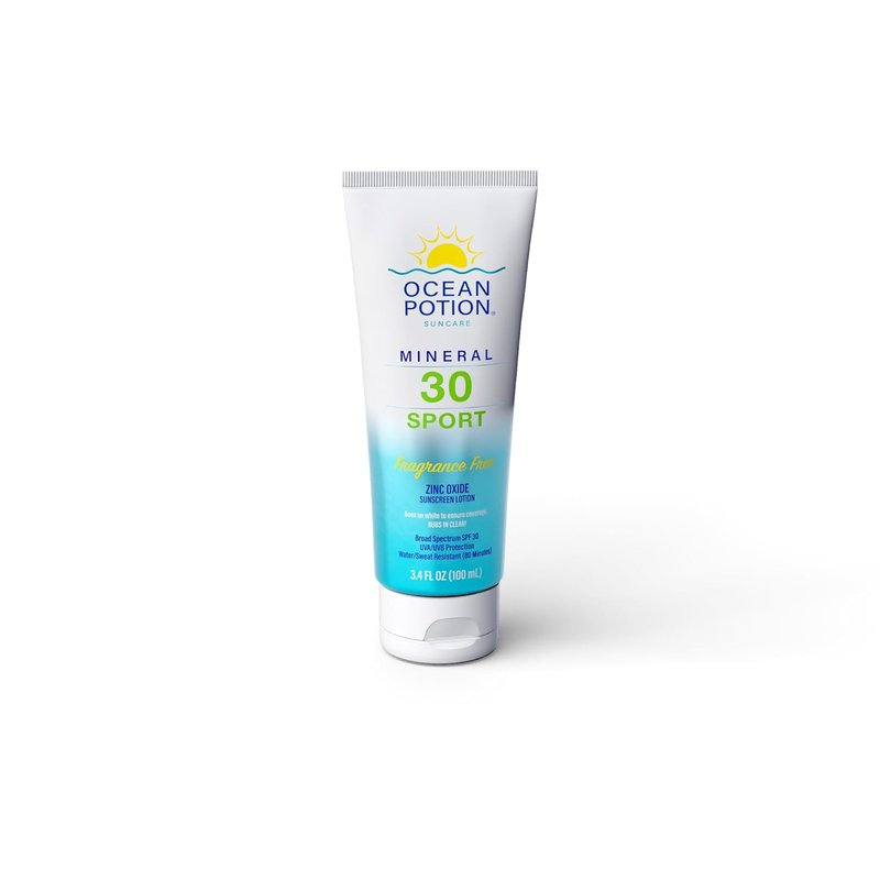 Ocean Potion Sport Mineral Sunscreen SPF 30 - Zinc Oxide UVA/UVB Protection | Water & Sweat Resistant, Travel Size 3.4 oz