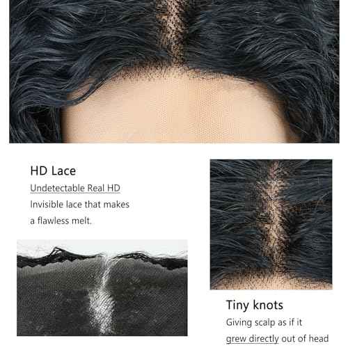 ijoy Burmese Curly Human Hair Wig 13x4 Lace Front Wigs 180 Density Pre Plucked Brazilian Tiny Knots 18 Inch Lace Frontal Wig Natural Black Blend Curly