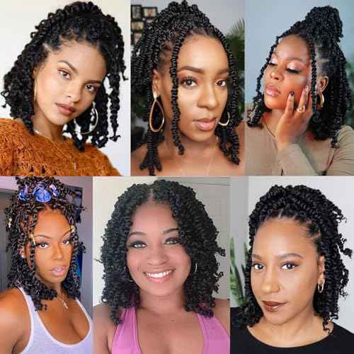 Xtrend 8 Packs Pre-twisted Passion Twist Crochet Hair 14 Inch Natural Pre-looped Crochet Braids Hair For Women Bohemian Synthetic Passion Braiding Hair Extension (8packs, T30#)