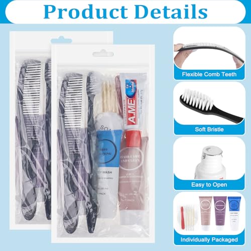Toiletries Kits Bulk Disposable Travel Supplies, Personal Hygiene Care Essentials Men Women Trial Size Toiletry Sets Amenities for Hotel/Camping/ Charity/Homeless/Shelter/Relief 7 in 1 (20 Pack)
