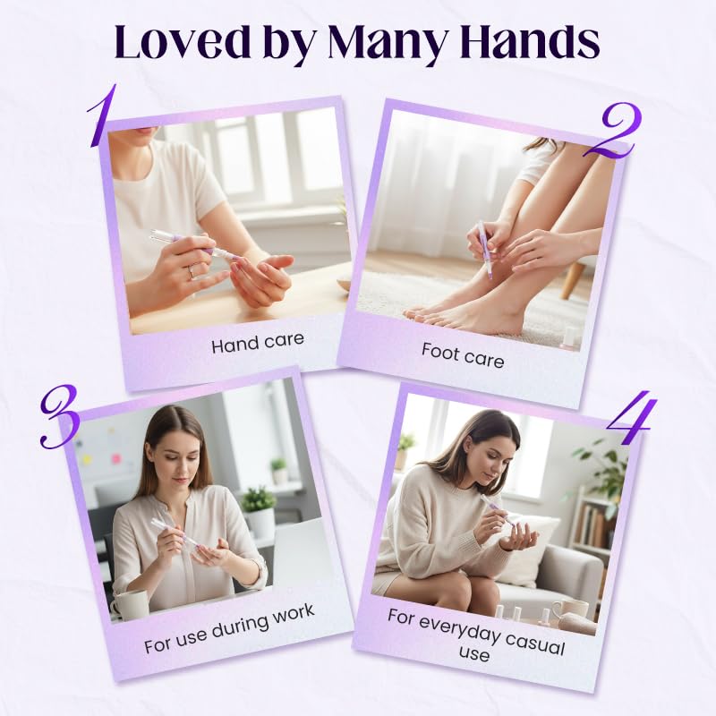 Cuticle Oil Pusher Pen Set - 2-in-1 Ceramic Nail Care Tools | Portable Purple Design