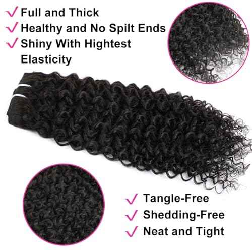 3C 4A Curly Clip In Hair Extension Real Human Hair 24 Inch Kinky Curly Clip in Hair Extensions Real Human Hair Brazilian Remy Human Hair Extensions Double Weft 8Pcs 110g Natural Black
