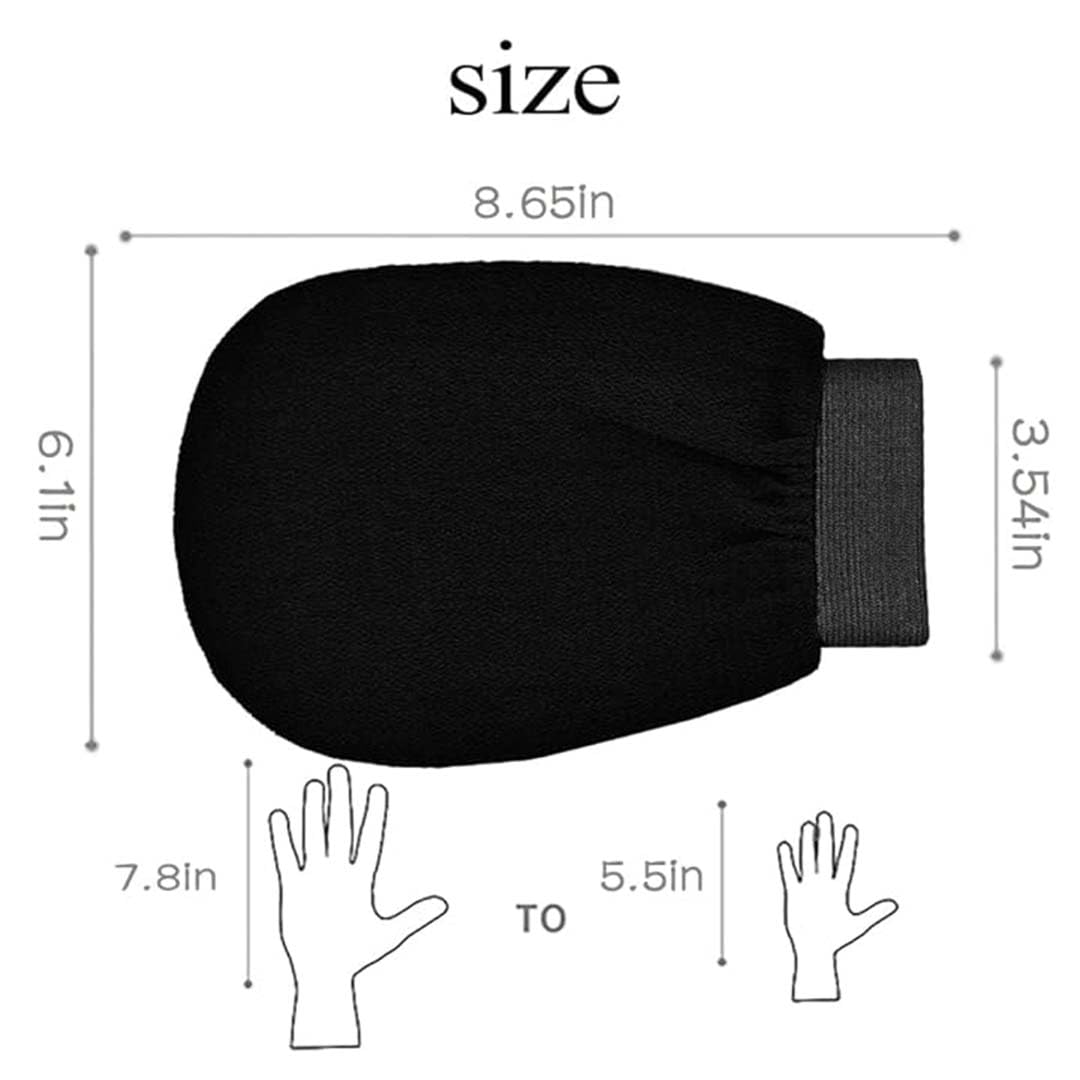 Aayuleubeda Badi Care Abc Body Exfoliating Glove Polishing Mitt Body Scrubber Scrub Remover- Shower Skincare (Black) Pack Of 2