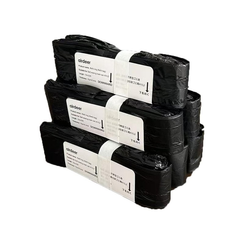 Airdeer Refill Bag Ring 3 Gallon, Trash can bags, 8m continuous garbage bag, Designed for Airdeer Self-sealing Smart Trash Can(Model C3, Pack of 6)【Not compatible with A1/L2 trash can】