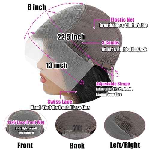 13x6 Straight Lace Front Wigs Human Hair Wig 250 Density 15A Raw HD Lace Frontal Wigs for Women 22 Inch
