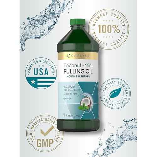 Carlyle Pulling Oil for Teeth & Gums | 16 Fl Oz Pack of 2 | Coconut and Mint | Alcohol Free & Non-GMO