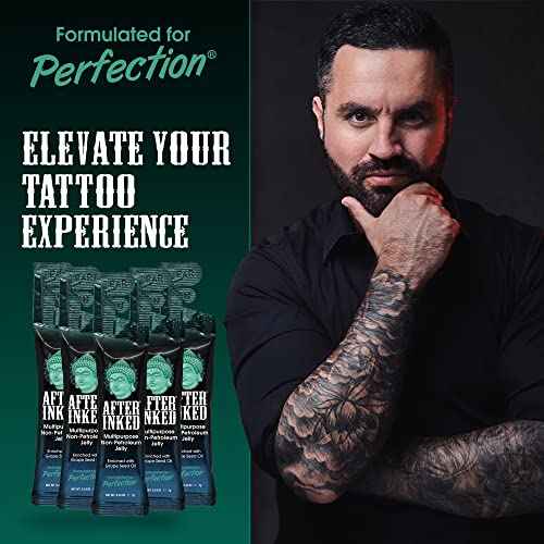 After Inked Tattoo Aftercare Non-Petroleum Jelly - With Grape Seed Oil, Essential for Tattoo Kit, PMU & Piercing Aftercare - Multipurpose Ointment - 7g Reclosable Packet (50-Pack)