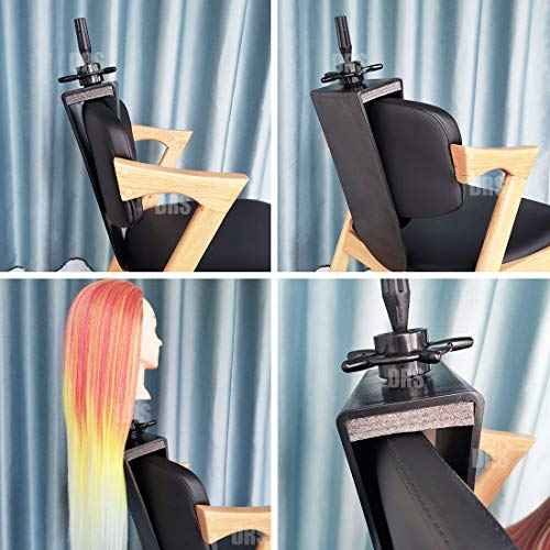 2Pcs Mannequin Head Clamp Stand with Clip Sturdy and Durable Wig Head Clamp Stand Adjustable Angle for Wigs Making Styling and Cosmetology Hairdressing Training Seat Back Clamp (Black)