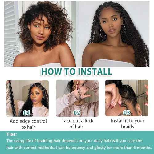 Human Braiding Hair for Boho Braids 200g 20 Inch Deep Wave Boho Hair for Braiding Curly Human Hair Extensions Knotless 12A Bulk Bohemian 5 Bundles/Pack Natural Color