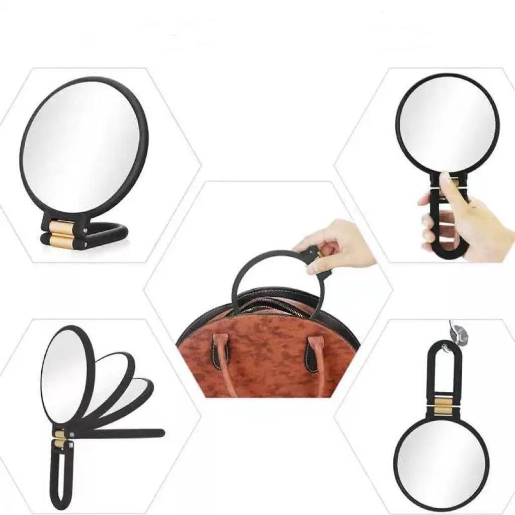 Takelablaze 30x Magnifying Mirror Double Side Handheld Mirror 30X/1X Magnifying Hand Mirror with Stand Foldable Travel Mirror Makeup Mirror for Desk Women (Black)
