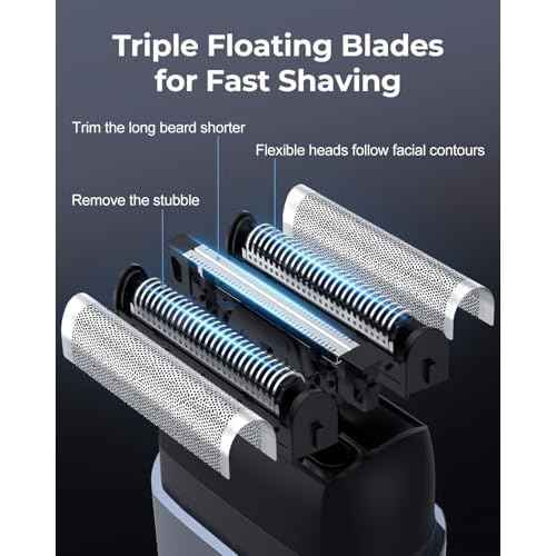 Foil Shavers for Men, Mini Electric Razors for Close Shaving Face with High Speed 3 Floating Blade Heads, USB C Fast Rechargeable Foil Shaver IPX7 Waterproof Wet Dry Travel Locked/Led Display