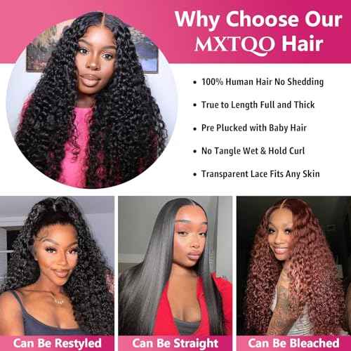 Deep Wave Lace Front Wigs Human Hair 200 Density 13x6 HD Lace Frontal Wigs Pre Plucked Curly Human Hair Wig Wet and Wavy Lace Front Wigs Glueless Wig For Women (20 Inch)