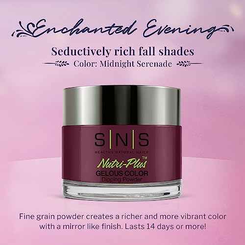 SNS Nail Dip Powder, Gelous Color Dipping Powder - Midnight Serenade (Wine), EE01 - Long-Lasting Acrylic Nail Color & Polish Lasts 14 Days - Low-Odor & No UV Lamp - 1.5 Oz